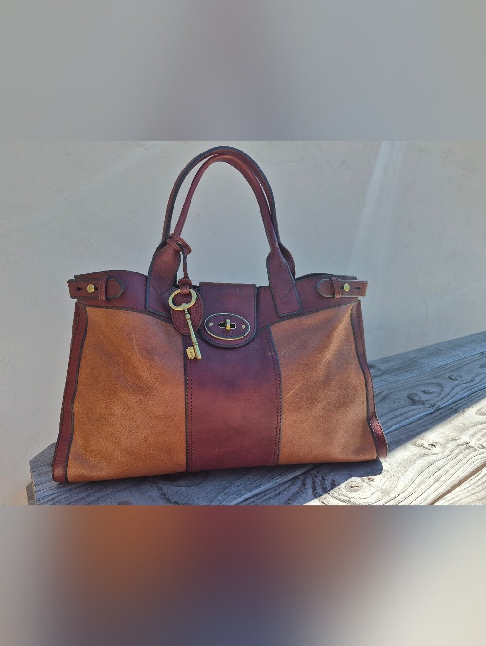Fossil Two-Tone Leather Revival Weekender Satchel - Picture 15 of 15